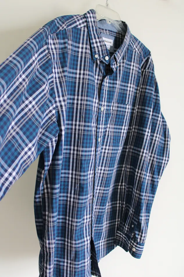Haggar Rings Haggar Blue Plaid Button Down Shirt XXL