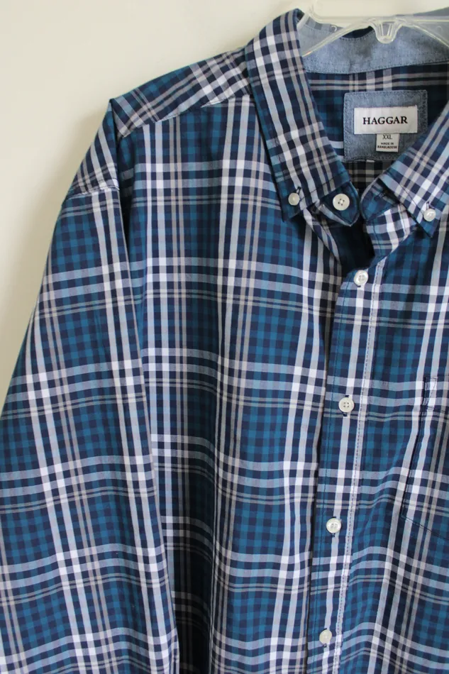 Haggar Rings Haggar Blue Plaid Button Down Shirt XXL