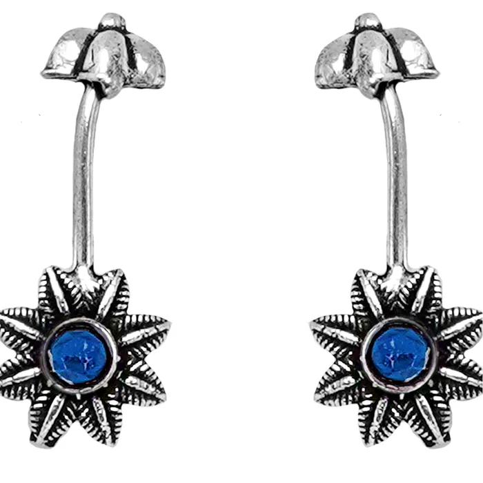 Teejh TEEJH AMUKHI BLUE SILVER OXIDISED JEWELRY GIFT SET Rings