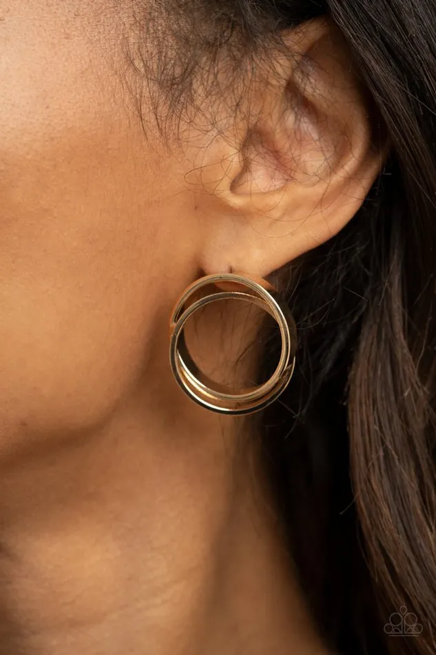 Earrings Paparazzi Jewelry Paparazzi Earring Always In The Loop Gold