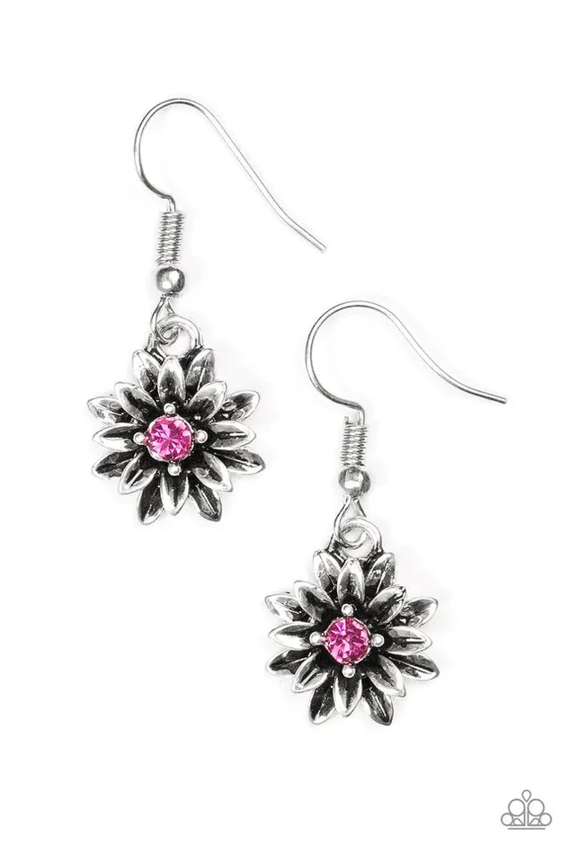 Paparazzi Earring Diamonds and Daisies Pink Paparazzi Jewelry Earrings