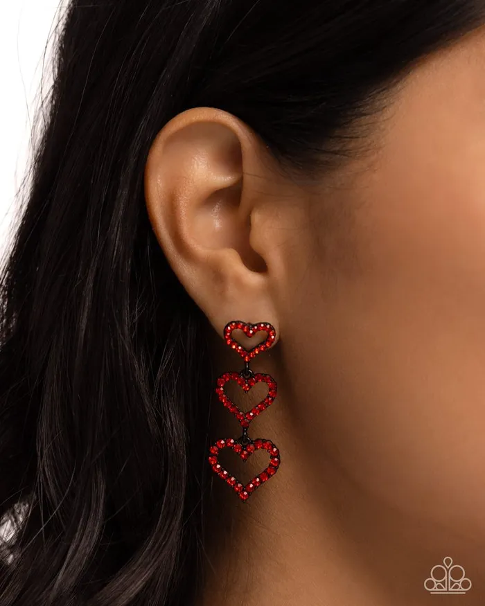 Paparazzi Earring Sweetheart Succession Red Paparazzi Jewelry Earrings