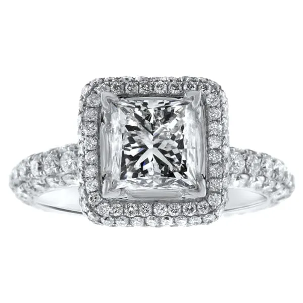 Rings Halo Diamond Engagement Ring Set in 18K White Gold 315ct tw Princess Cut Round Brilliant Clarity Enhanced Diamonds Diamond Source NYC Rings Halo Diamond Engagement Ring Set in 18K White Gold 315ct tw Princess Cut Round Brilliant Clarity Enhanced Diamonds Diamond Source NYC