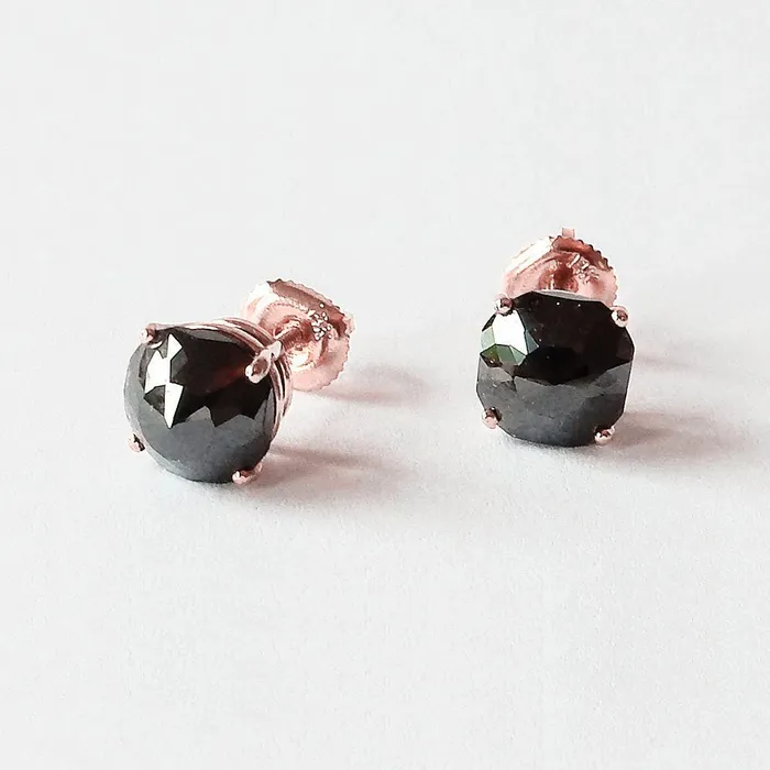 6 Carats Stud Earrings Cushion Natural Earth Mined Diamond Black Eyeclean Rose Gold GB Earrings 6 Carats Stud Earrings Cushion Natural Earth Mined Diamond Black Eyeclean Rose Gold GB Earrings