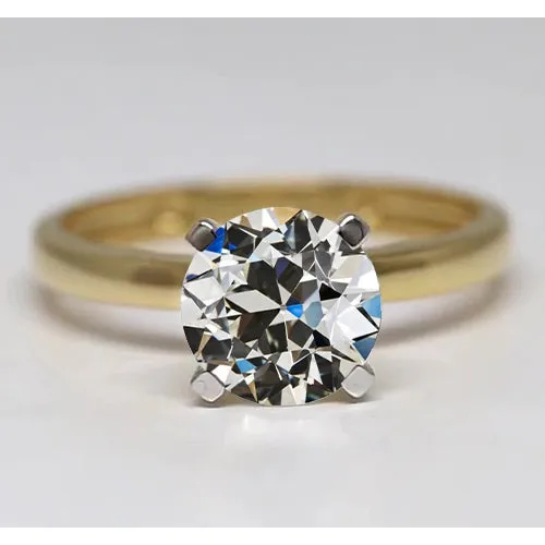 Round Old Cut Solitaire 150 Carats Two Tone Mined Diamond Engagement Ring HarryChadEntcom Rings Round Old Cut Solitaire 150 Carats Two Tone Mined Diamond Engagement Ring HarryChadEntcom Rings