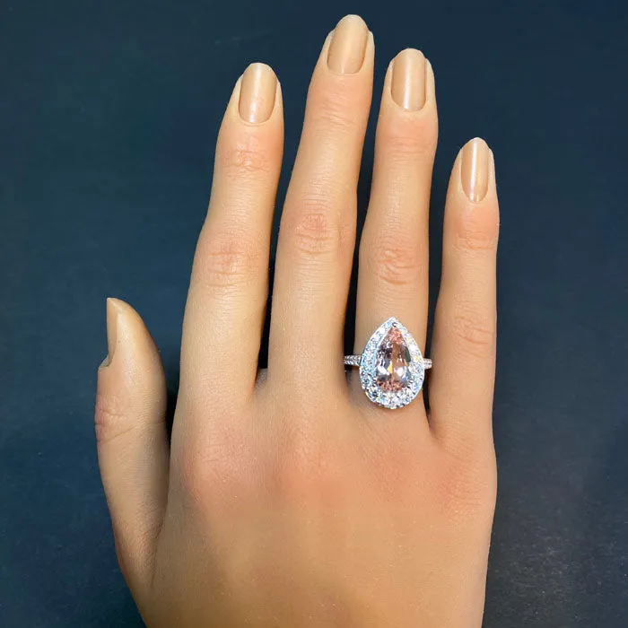 14K White Gold Morganite and Diamond Ring 319 Carats By Steve Moriarty Moriartys Gem Art Rings