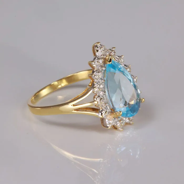 Moriartys Gem Art Rings 14K Yellow Gold Topaz and Diamond Accent Ring 300 Carats