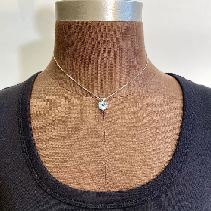 Necklaces Moriartys Gem Art 14K White Gold Trilliant Cut Aquamarine Pendant 360 Carats