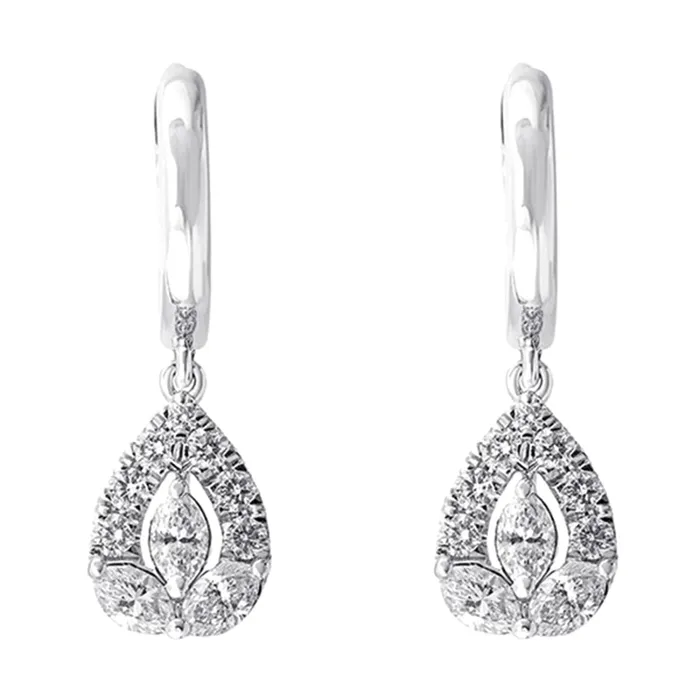 14Kt White Gold Diamond 58Ctw Earring Gems One Earrings