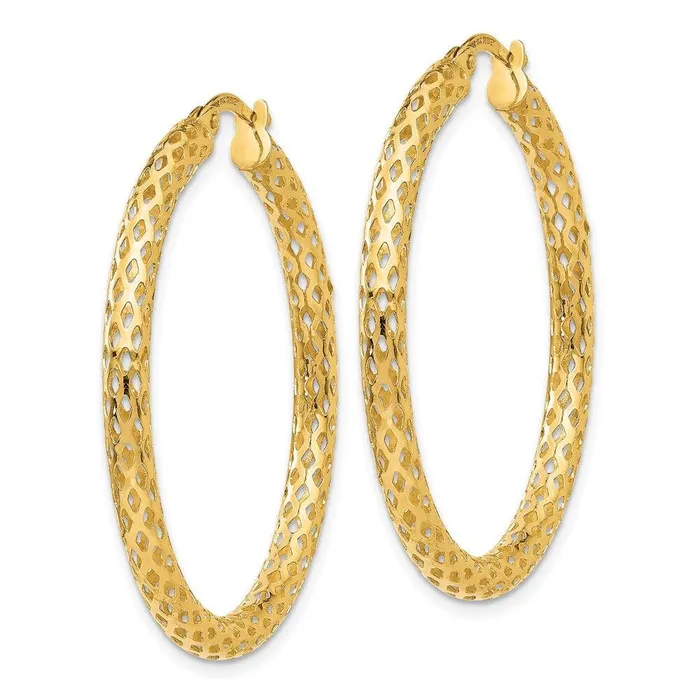 14K 3mm Mesh Round Hoop Earrings Jewelry Earrings 14K 3mm Mesh Round Hoop Earrings Jewelry Earrings