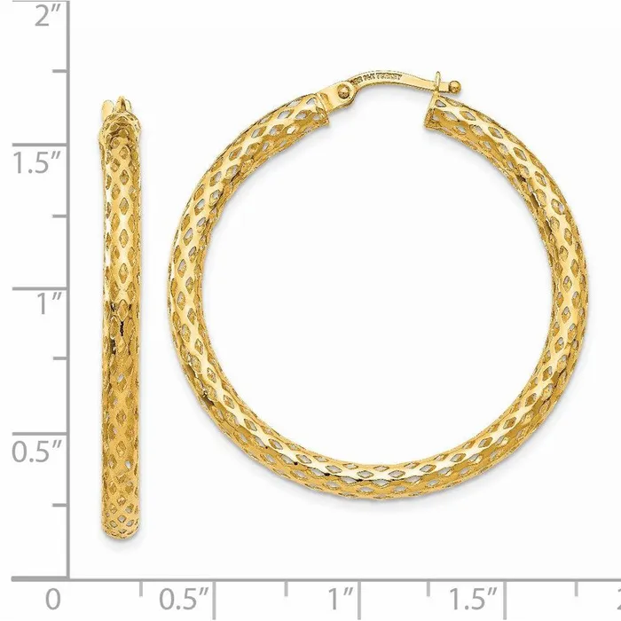 14K 3mm Mesh Round Hoop Earrings Jewelry Earrings 14K 3mm Mesh Round Hoop Earrings Jewelry Earrings