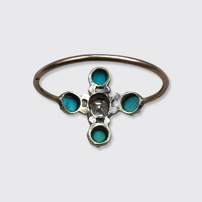 21stfinds Georgian Diamond Turquoise Ring Rings