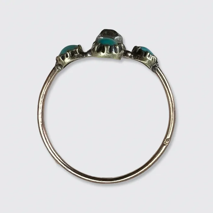 21stfinds Georgian Diamond Turquoise Ring Rings
