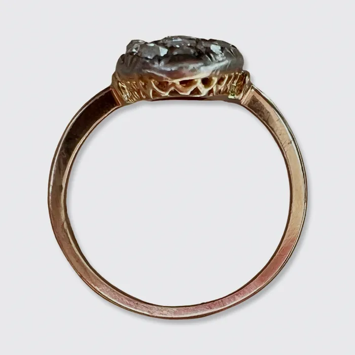 21stfinds Rings Victorian Oval RoseCut Diamond Cluster Ring