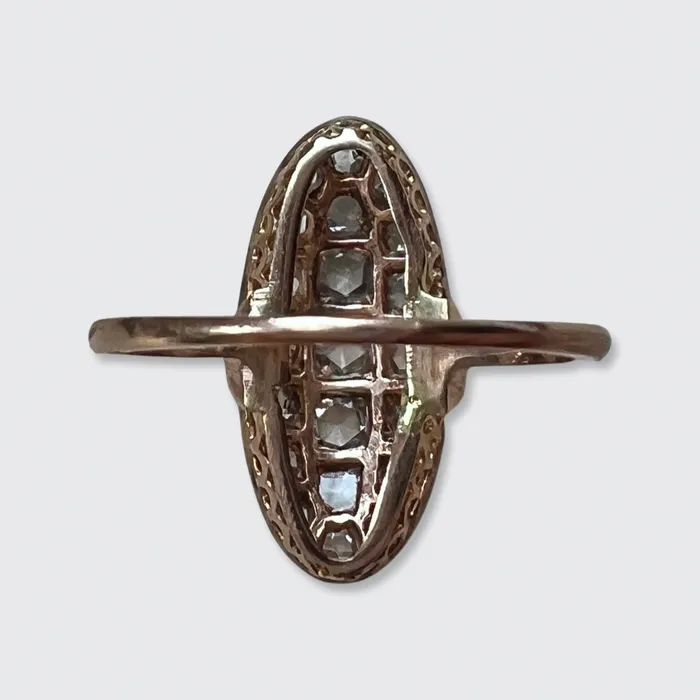 21stfinds Rings Victorian Oval RoseCut Diamond Cluster Ring