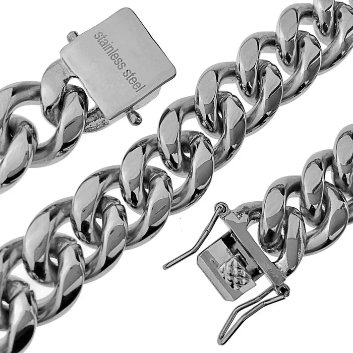 316L Stainless Steel Chain Miami Cuban Link Necklace 18 x 14MM Bling Cartel Admin Necklaces 316L Stainless Steel Chain Miami Cuban Link Necklace 18 x 14MM Bling Cartel Admin Necklaces