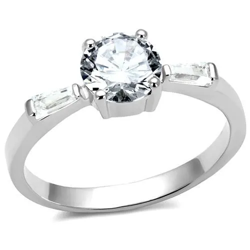 3W1339 Rhodium Brass Ring with AAA Grade CZ in Clear Alamode Rings