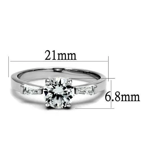 3W1339 Rhodium Brass Ring with AAA Grade CZ in Clear Alamode Rings
