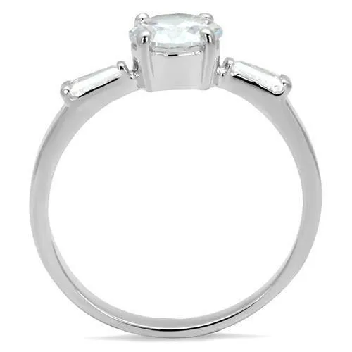 3W1339 Rhodium Brass Ring with AAA Grade CZ in Clear Alamode Rings