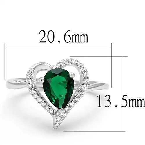 3W1384 Rhodium 925 Sterling Silver Ring with Synthetic Synthetic Glass in Blue Zircon Alamode Rings