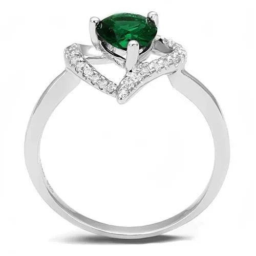 3W1384 Rhodium 925 Sterling Silver Ring with Synthetic Synthetic Glass in Blue Zircon Alamode Rings