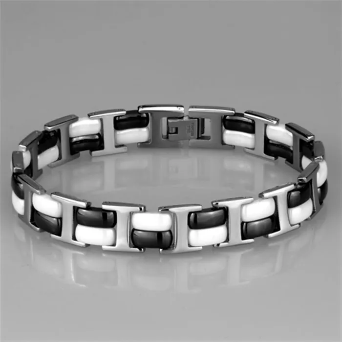 Alamode Bracelets 3W998 High polished no plating Stainless Steel Bracelet with Ceramic in Jet