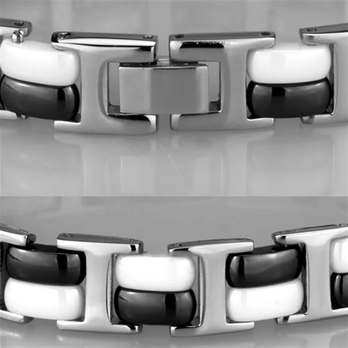 Alamode Bracelets 3W998 High polished no plating Stainless Steel Bracelet with Ceramic in Jet