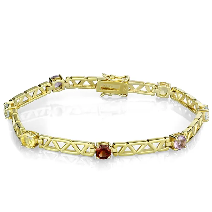 Alamode Bracelets LOS840 Gold 925 Sterling Silver Bracelet with AAA Grade CZ in Multi Color Alamode Bracelets LOS840 Gold 925 Sterling Silver Bracelet with AAA Grade CZ in Multi Color