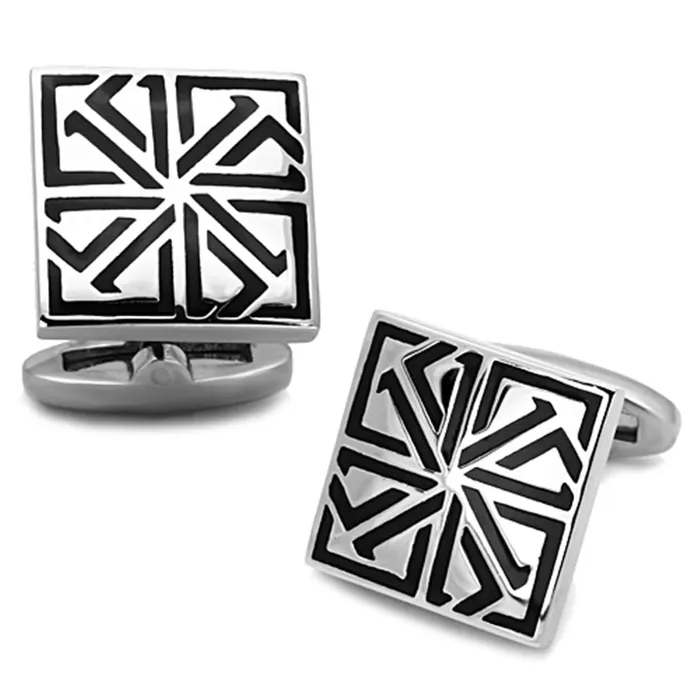 Alamode Bracelets TK1253 High polished no plating Stainless Steel Cufflink with Epoxy in Jet Alamode Bracelets TK1253 High polished no plating Stainless Steel Cufflink with Epoxy in Jet