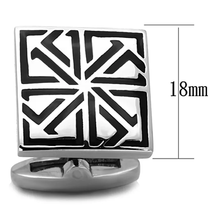 Alamode Bracelets TK1253 High polished no plating Stainless Steel Cufflink with Epoxy in Jet