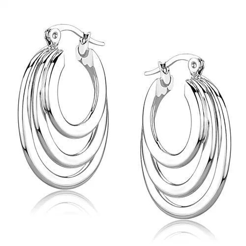Alamode Earrings 3W1394 Rhodium Brass Earrings with No Stone