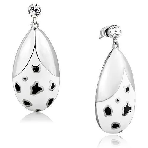 Alamode Earrings TK1462 High polished no plating Stainless Steel Earrings with Top Grade Crystal in Clear Alamode Earrings TK1462 High polished no plating Stainless Steel Earrings with Top Grade Crystal in Clear