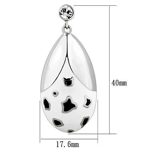 Alamode Earrings TK1462 High polished no plating Stainless Steel Earrings with Top Grade Crystal in Clear