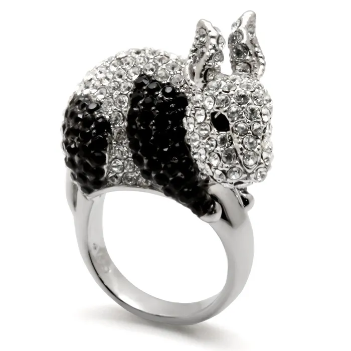 Alamode Rings LO1731 Rhodium Ruthenium Brass Ring with Top Grade Crystal in Jet Alamode Rings LO1731 Rhodium Ruthenium Brass Ring with Top Grade Crystal in Jet