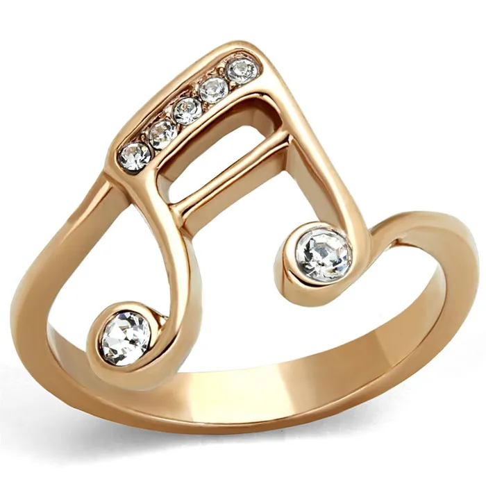 Alamode Rings TK2130 IP Rose GoldIon Plating Stainless Steel Ring with Top Grade Crystal in Clear