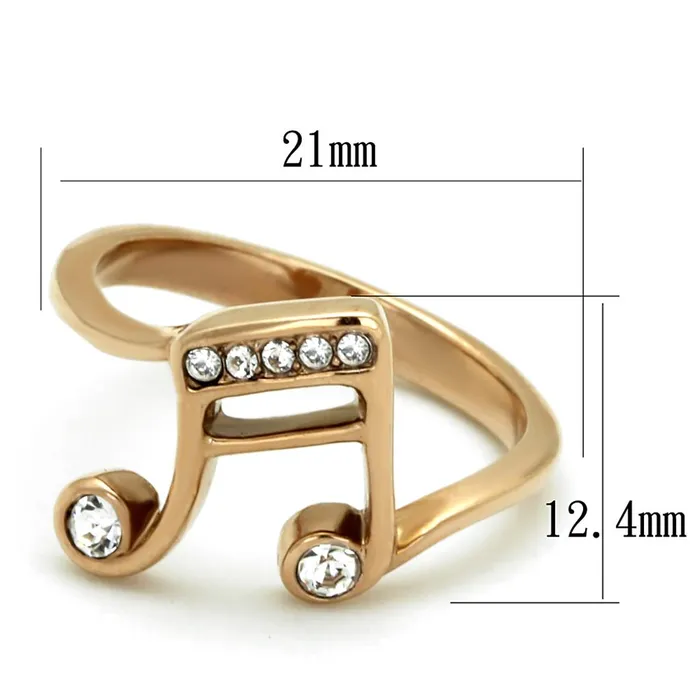 Alamode Rings TK2130 IP Rose GoldIon Plating Stainless Steel Ring with Top Grade Crystal in Clear