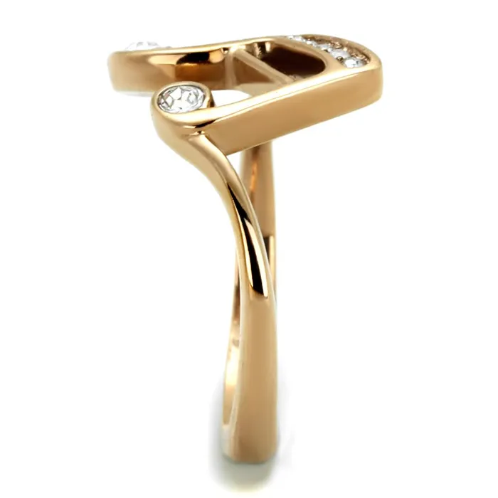 Alamode Rings TK2130 IP Rose GoldIon Plating Stainless Steel Ring with Top Grade Crystal in Clear