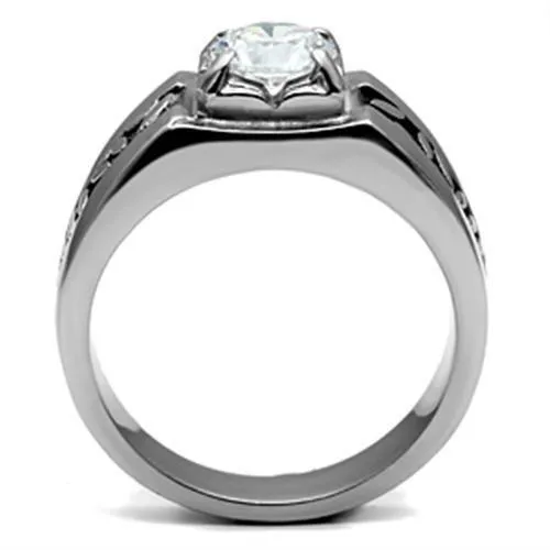 Alamode Rings TK356 High polished no plating Stainless Steel Ring with AAA Grade CZ in Clear