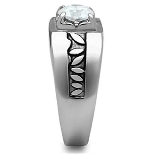 Alamode Rings TK356 High polished no plating Stainless Steel Ring with AAA Grade CZ in Clear