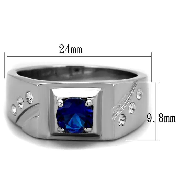 Alamode TK1929 High polished no plating Stainless Steel Ring with Synthetic Synthetic Glass in Montana Rings
