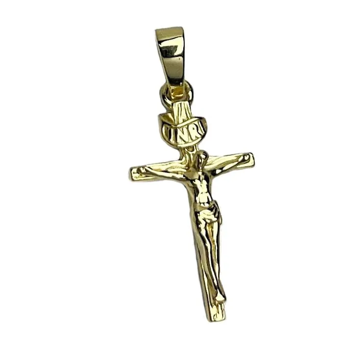 Bling Cartel Admin Necklaces 14k Gold Plated over 925 Silver Crucifix Jesus Cross Shiny Pendant 1 Small Bling Cartel Admin Necklaces 14k Gold Plated over 925 Silver Crucifix Jesus Cross Shiny Pendant 1 Small