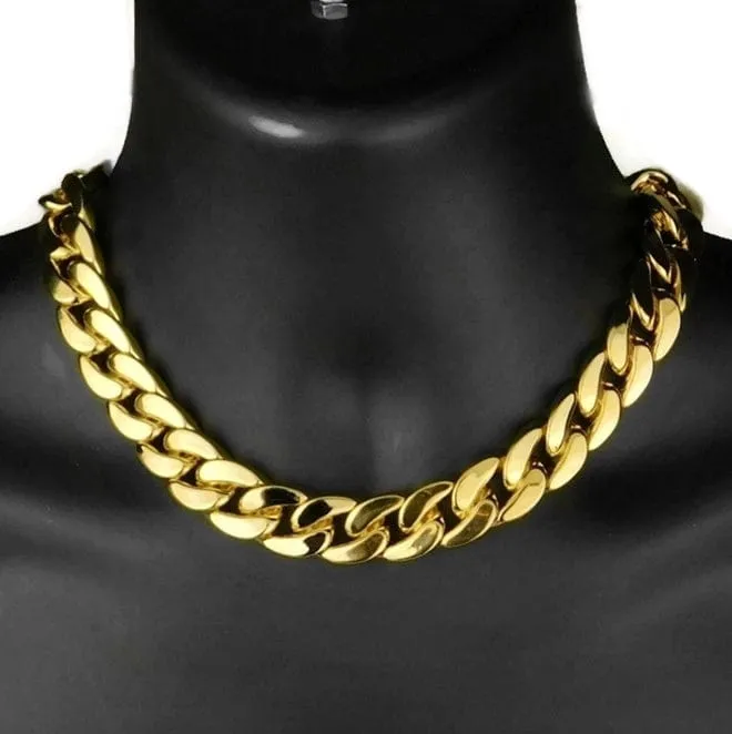 Bling Cartel Admin Necklaces 18k Gold Plated 18 x 18MM Plain Cuban Chain Necklace Bling Cartel Admin Necklaces 18k Gold Plated 18 x 18MM Plain Cuban Chain Necklace
