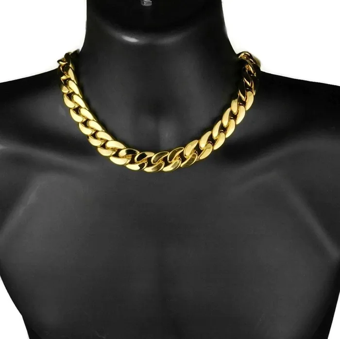 Bling Cartel Admin Necklaces 18k Gold Plated 18 x 18MM Plain Cuban Chain Necklace