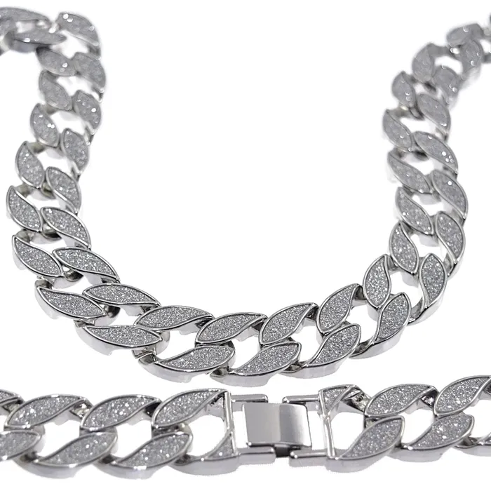 Bling Cartel Admin Necklaces Sand Blast Chain Silver Tone Cuban Link Necklace 30 x 18MM Bling Cartel Admin Necklaces Sand Blast Chain Silver Tone Cuban Link Necklace 30 x 18MM