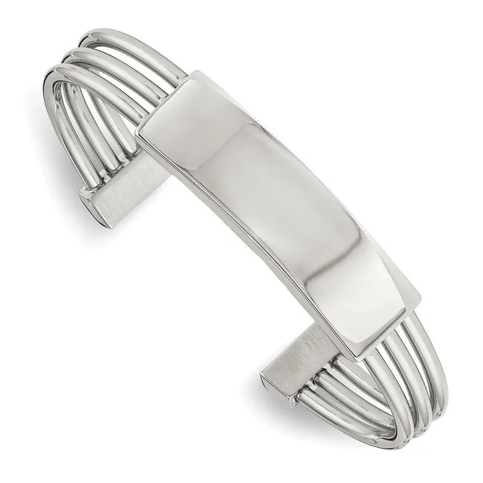 Bracelets Chisel Stainless Steel Polished ID Plate Cuff Bangle