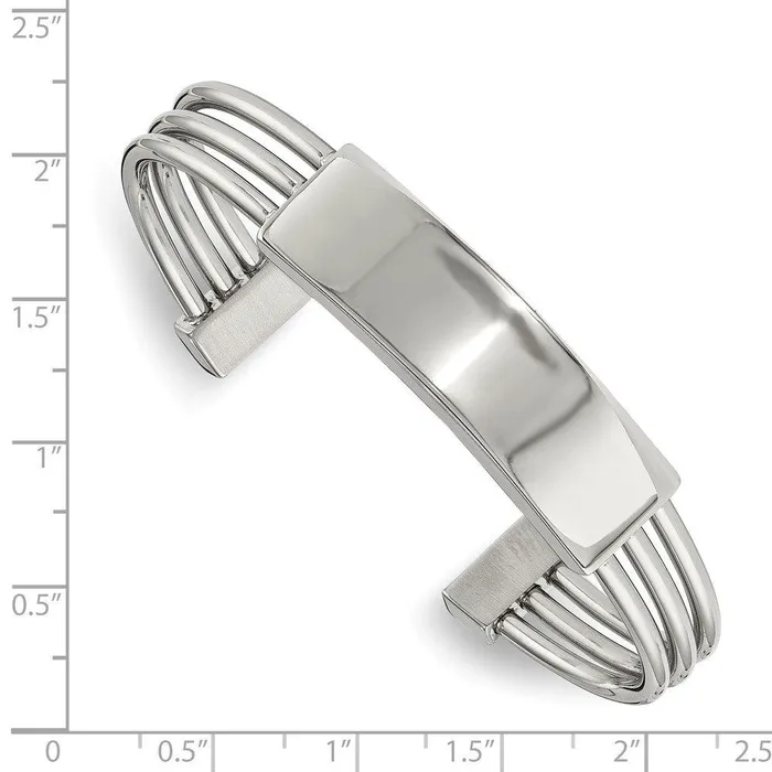 Bracelets Chisel Stainless Steel Polished ID Plate Cuff Bangle Bracelets Chisel Stainless Steel Polished ID Plate Cuff Bangle