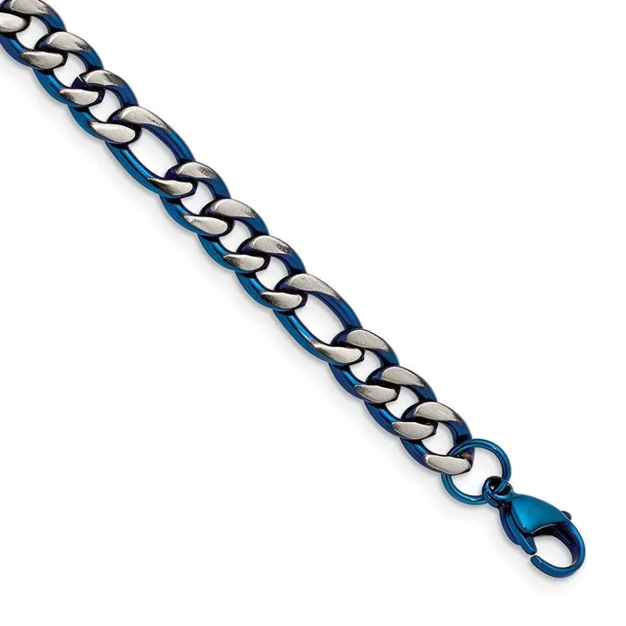 Chisel Bracelets Stainless Steel Brushed and Polished Blue IPplated 75mm 85in Bracelet Chisel Bracelets Stainless Steel Brushed and Polished Blue IPplated 75mm 85in Bracelet