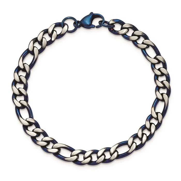 Chisel Bracelets Stainless Steel Brushed and Polished Blue IPplated 75mm 85in Bracelet Chisel Bracelets Stainless Steel Brushed and Polished Blue IPplated 75mm 85in Bracelet