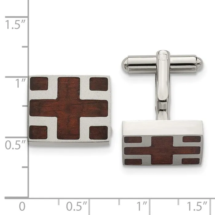Chisel Bracelets Stainless Steel Polished Wood Inlay Cufflinks Chisel Bracelets Stainless Steel Polished Wood Inlay Cufflinks
