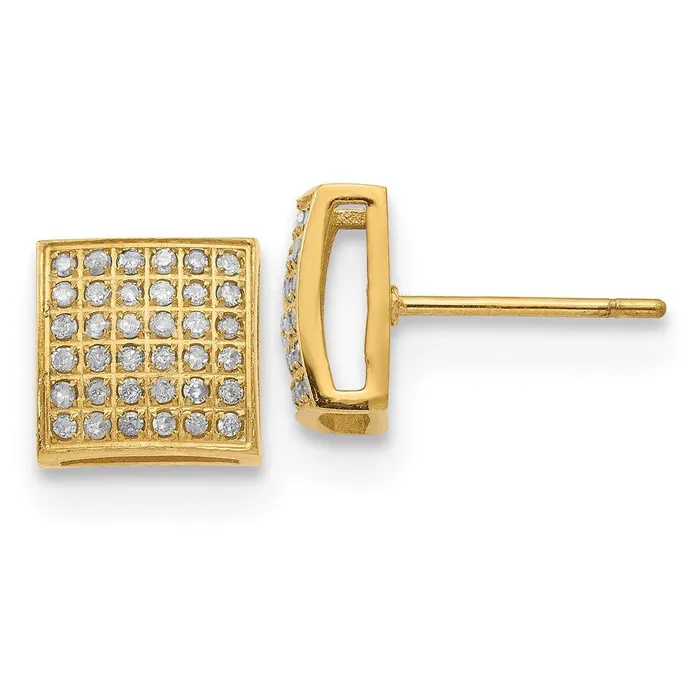 Chisel Earrings Stainless Steel Polished Yellow IP w 38ct Diamond Square Post Earrings Chisel Earrings Stainless Steel Polished Yellow IP w 38ct Diamond Square Post Earrings